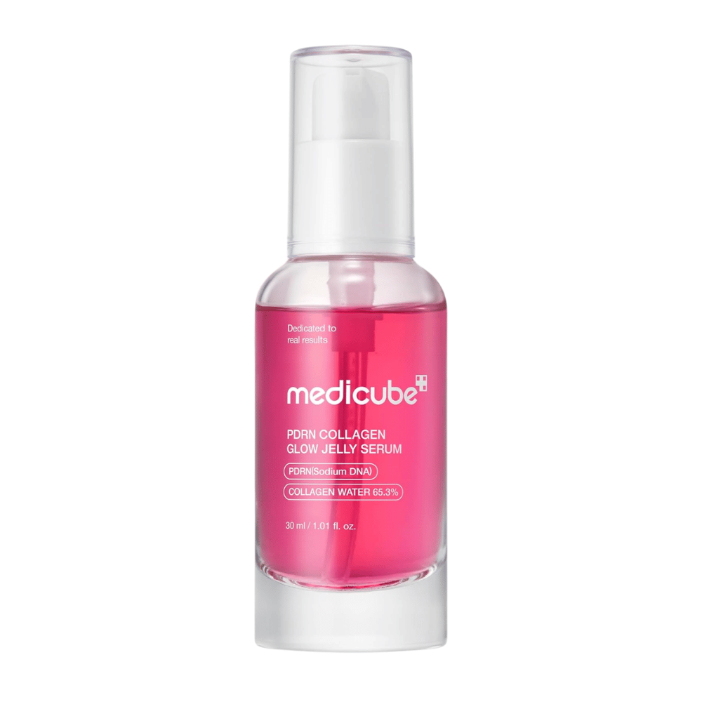 Medicube PDRN Collagen Glow Jelly Serum 30 ml en frasco con dispensador para hidratación, luminosidad y mejor elasticidad de la piel