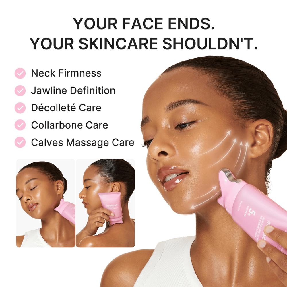 3. Medicube PDRN Collagen Gua Sha Neck Wrinkle Cream – masaje reafirmante para el cuello y la línea de la mandíbula
