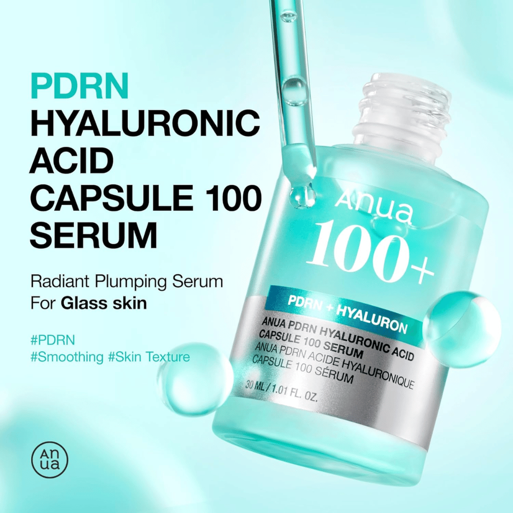 Anua PDRN Hyaluronic Acid Capsule 100 Serum es un suero hidratante para un look radiante de "glass skin". Contiene PDRN y ácido hialurónico para suavizar la textura de la piel y proporcionar hidratación intensa. ¡Perfecto para restaurar la elasticidad y suavidad de la piel!