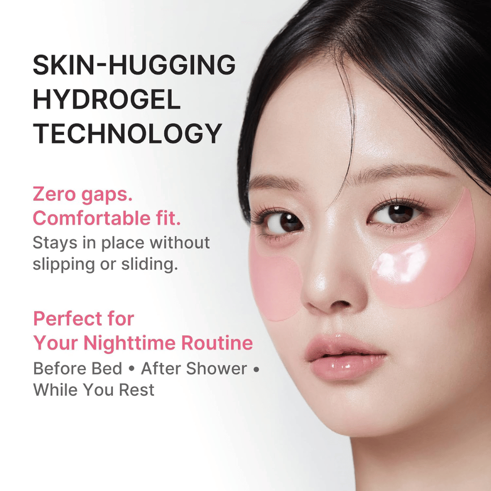 2. Medicube PDRN Pink Caffeine Collagen Eye Patch – parches de hidrogel rosas para ojos que se ajustan cómodamente debajo de los ojos