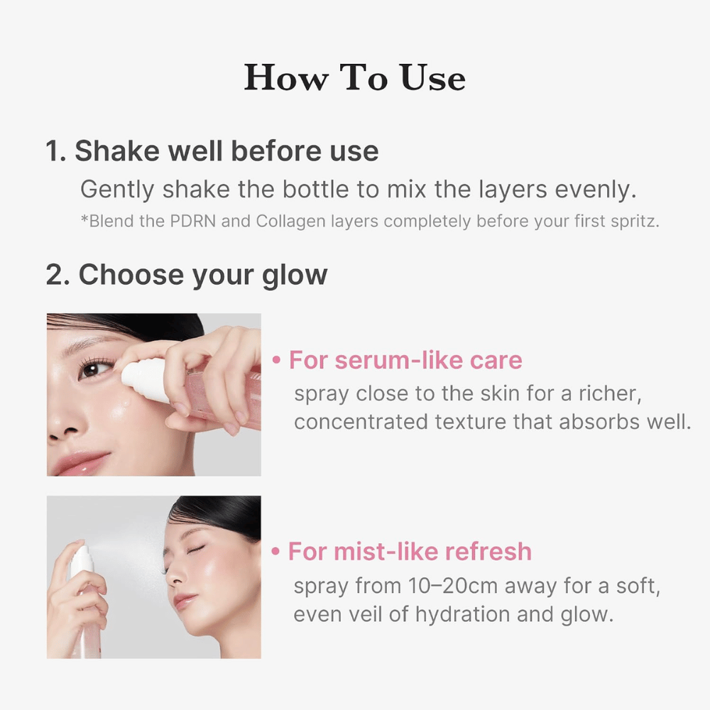 2. Medicube PDRN Pink Collagen Glow Jelly Mist Serum – uso como bruma facial hidratante o sérum concentrado