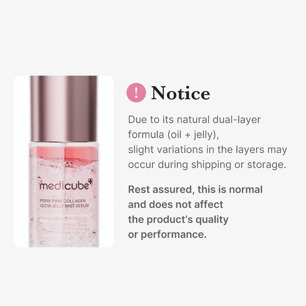 1. Medicube PDRN Pink Collagen Glow Jelly Mist Serum – fórmula bifásica con aceite y gelatina que puede separarse de forma natural