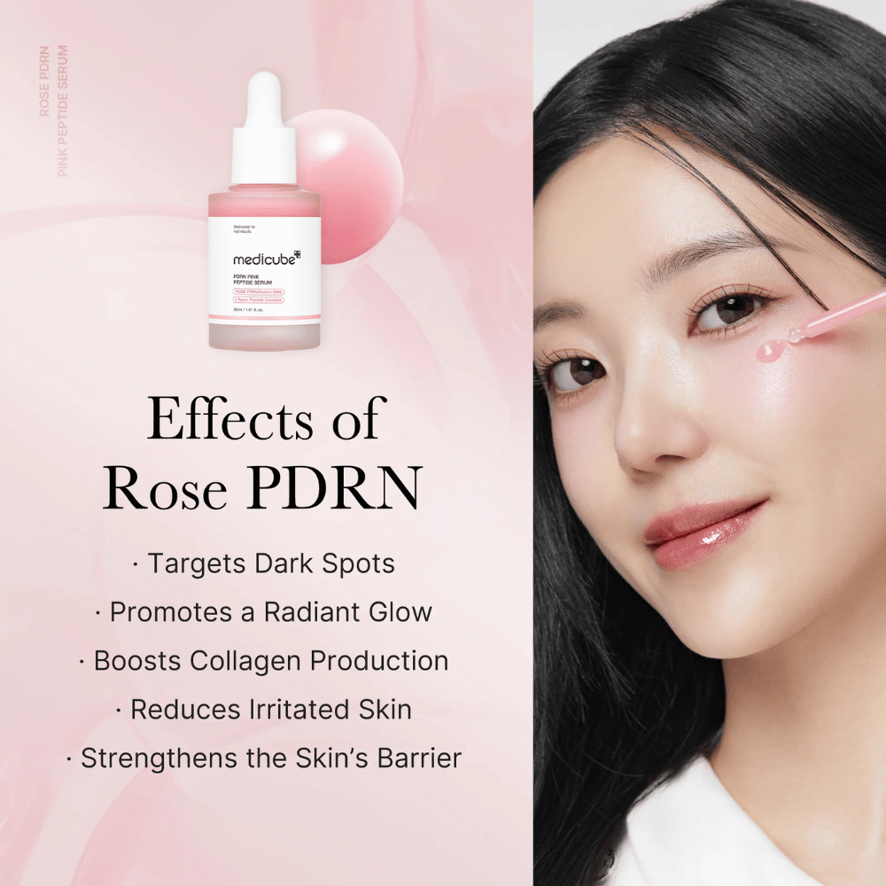 Efectos de Medicube Rose PDRN Pink Peptide Serum

🌟 Reduce las manchas oscuras
✨ Proporciona un brillo radiante a la piel
💖 Estimula la producción de colágeno
🌿 Calma la piel irritada
🛡️ Fortalece la barrera de la piel

¡Perfecto para una piel más uniforme, firme y radiante!