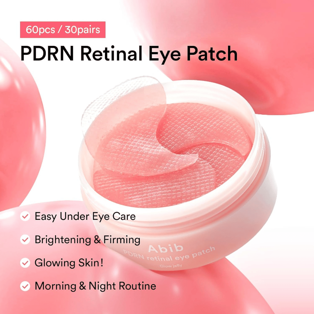 Abib PDRN Retinal Eye Patch Glow Jelly 60 parches para hidratación, firmeza y brillo – perfecto para la rutina de mañana y noche.