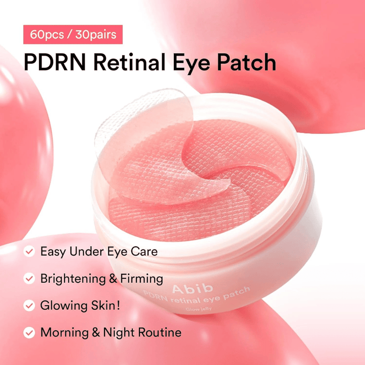 Abib PDRN Retinal Eye Patch Glow Jelly 60 parches para hidratación, firmeza y brillo – perfecto para la rutina de mañana y noche.