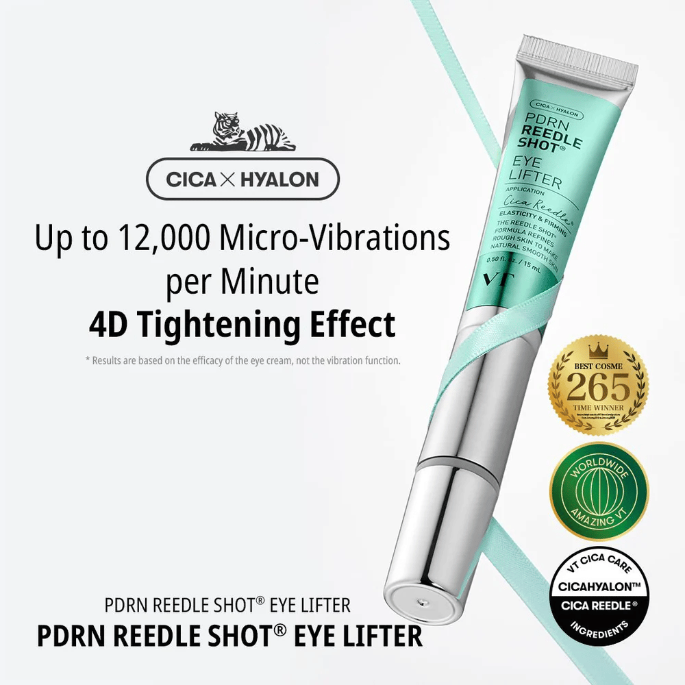 Contorno de ojos de VT Cosmetics con PDRN y microvibración que reduce las líneas finas, hidrata en profundidad y aporta una piel más firme alrededor del contorno de ojos