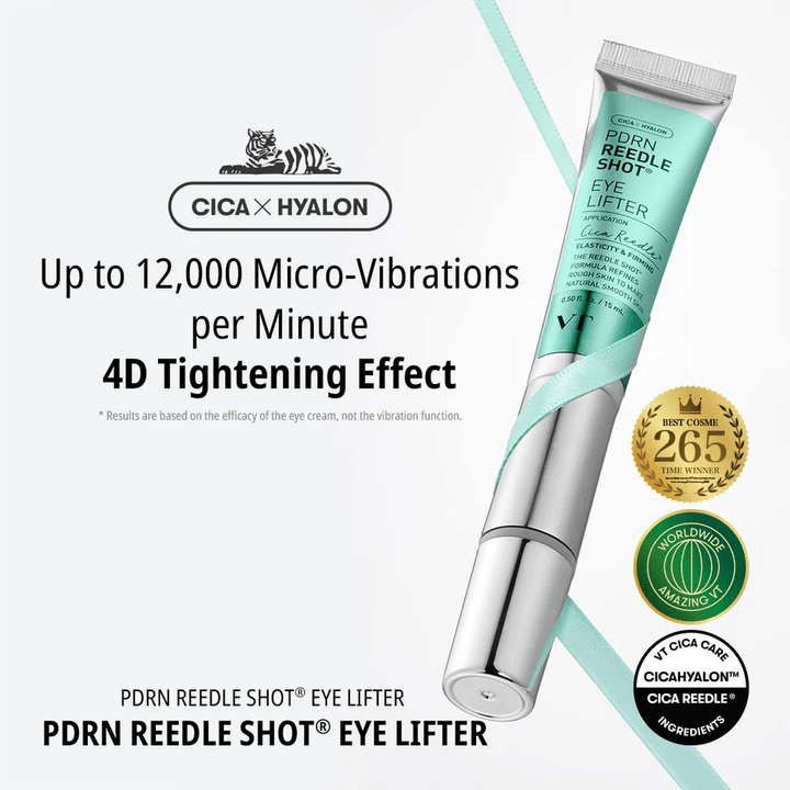 Contorno de ojos de VT Cosmetics con PDRN y microvibración que reduce las líneas finas, hidrata en profundidad y aporta una piel más firme alrededor del contorno de ojos