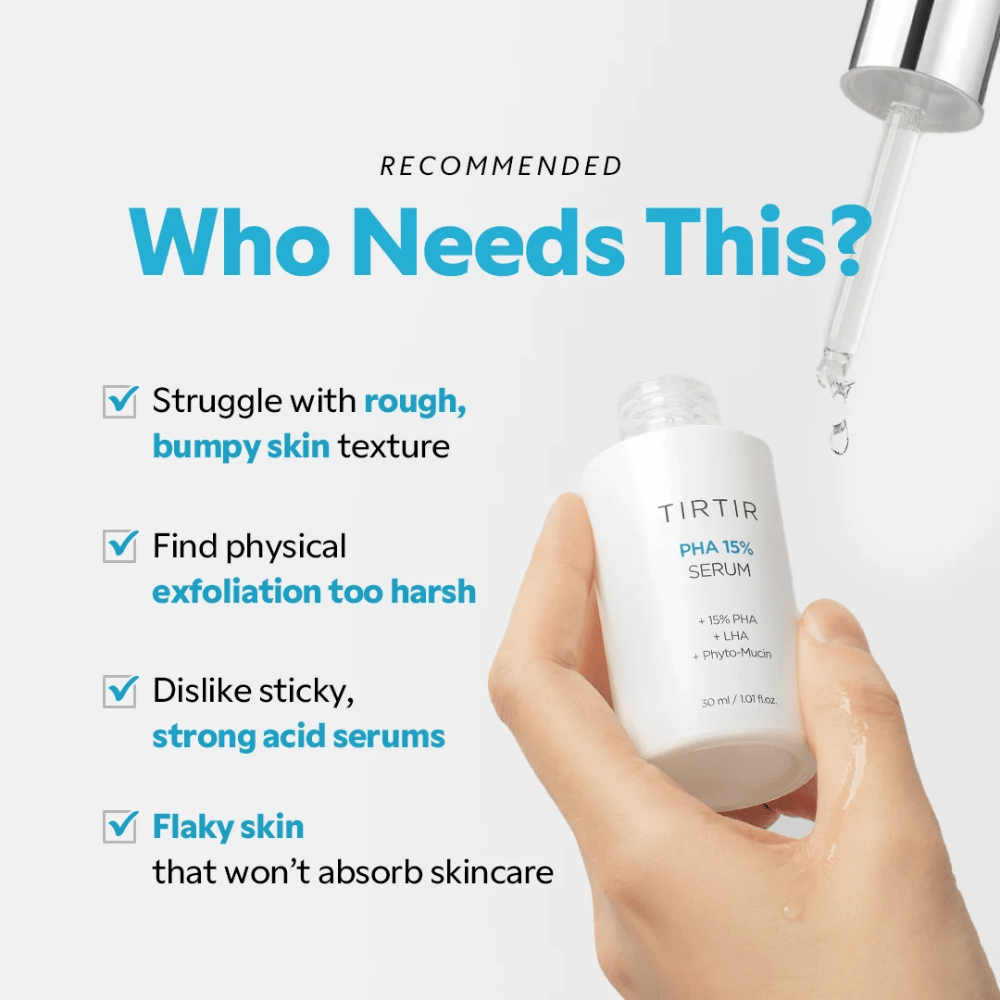 TIRTIR PHA 15% Serum – suero exfoliante para una textura de la piel irregular y con bultitos