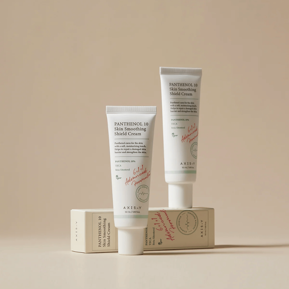 AXIS-Y Panthenol 10 Skin Smoothing Shield Cream con producto y envase