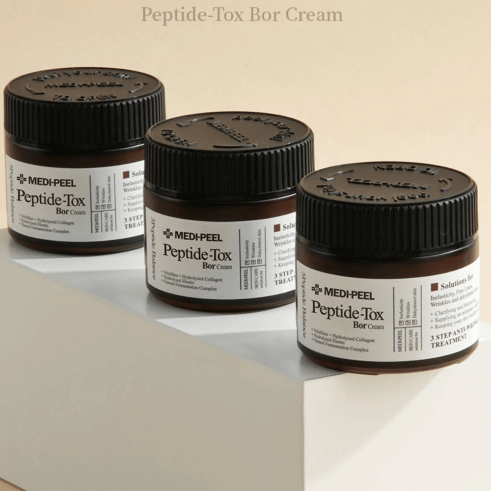 MEDI-PEEL Peptide-Tox Bor Cream en grupo – crema facial anti-edad con complejo de péptidos y colágeno que fortalece la barrera cutánea y proporciona una piel más firme y elástica.