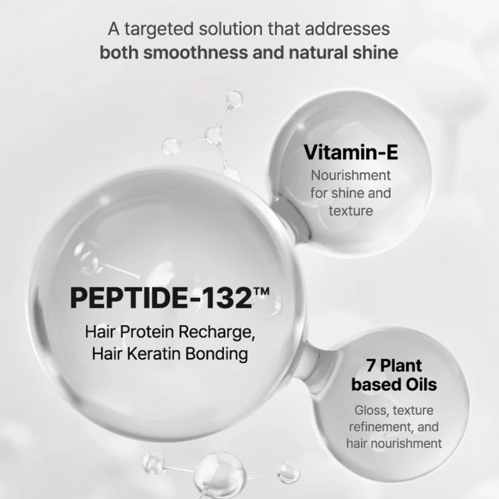 Ingredientes clave en COSRX Peptide 132 Serum – péptidos, vitamina E y 7 aceites vegetales que fortalecen y cuidan el cabello.