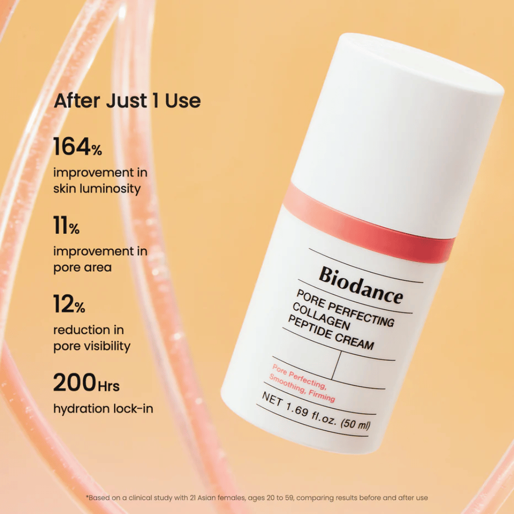 Biodance Pore Perfecting Collagen Peptide Cream resultado – minimiza poros, aumenta el brillo y proporciona 200 horas de hidratación