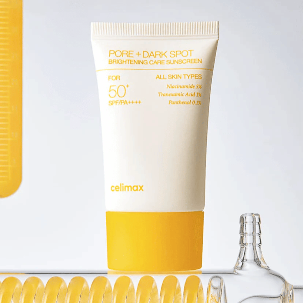 Celimax Pore+Dark Spot Brightening Care Sunscreen SPF50+ PA++++ 50 ml – protector solar para todo tipo de piel que reduce las manchas oscuras y unifica el tono de la piel