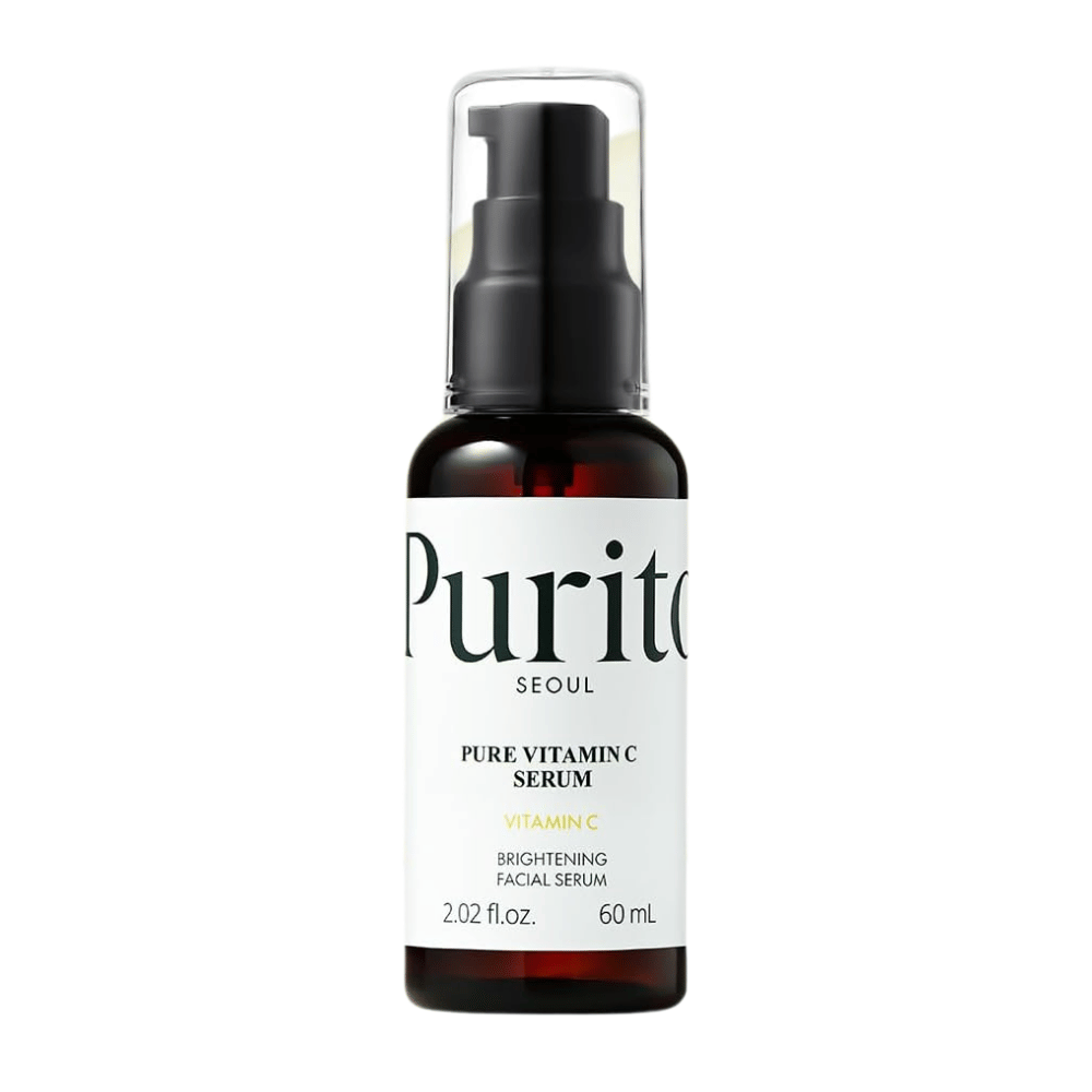 Purito SEOUL Pure Vitamin C Serum 60 ml – sérum coreano de vitamina C en frasco con bomba oscuro para luminosidad y un tono de piel más uniforme.