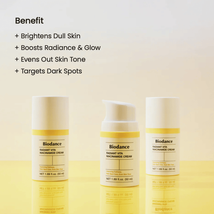 Biodance Radiant Vita Niacinamide Cream trío – crema facial para brillo y pigmentación