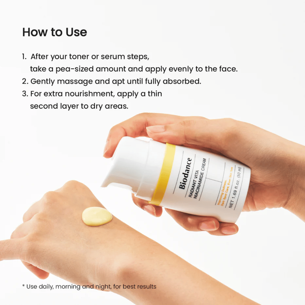 Así usas Biodance crema de niacinamida – aplicación después del tónico o suero