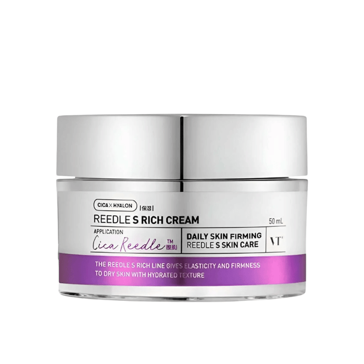 VT Cosmetics Reedle Shot Lifting Cream 50 ml con péptidos y ácido hialurónico que fortalecen la barrera cutánea y proporcionan una piel más firme y suave.