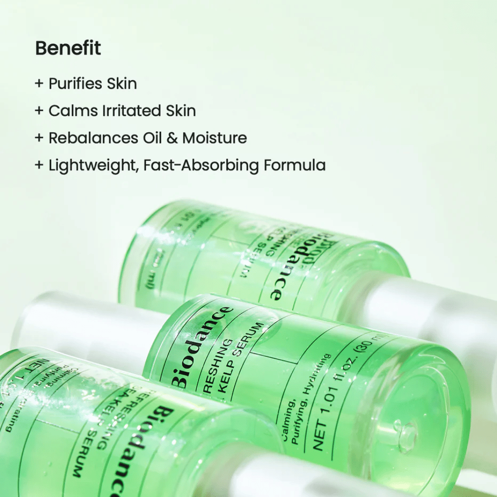 Biodance Refreshing Sea Kelp Serum – suero facial ligero que calma, purifica y equilibra la piel grasa y mixta.