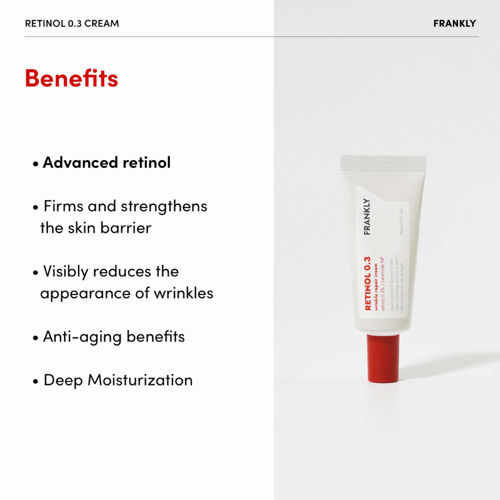Imagen del producto FRANKLY Retinol 0.3 Cream con Ventajas: retinol avanzado listado, fortalece la barrera cutánea e hidrata profundamente.
