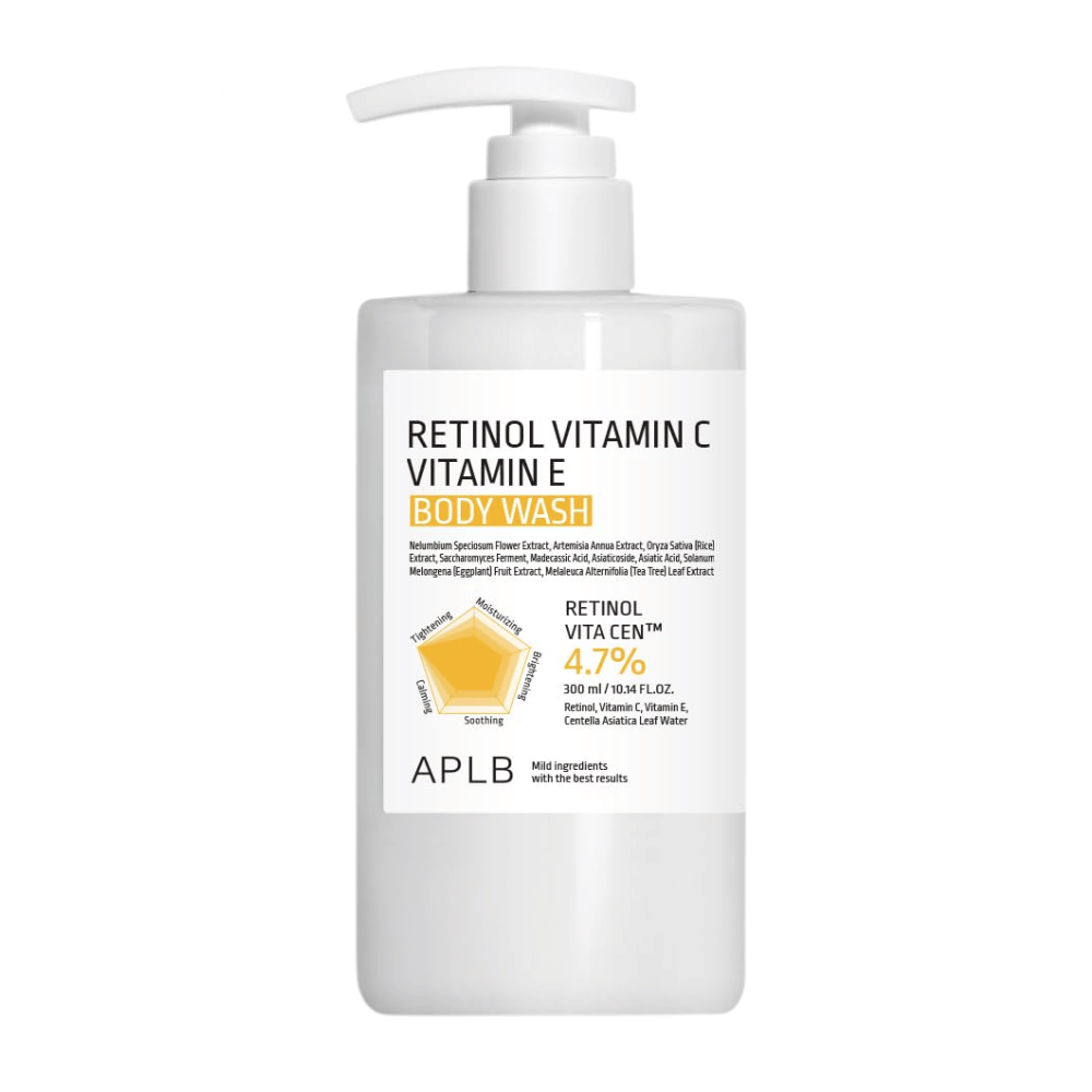 6. APLB Retinol Vitamin C Vitamin E Body Wash 300 ml – gel de ducha suave e hidratante con vitaminas y retinol