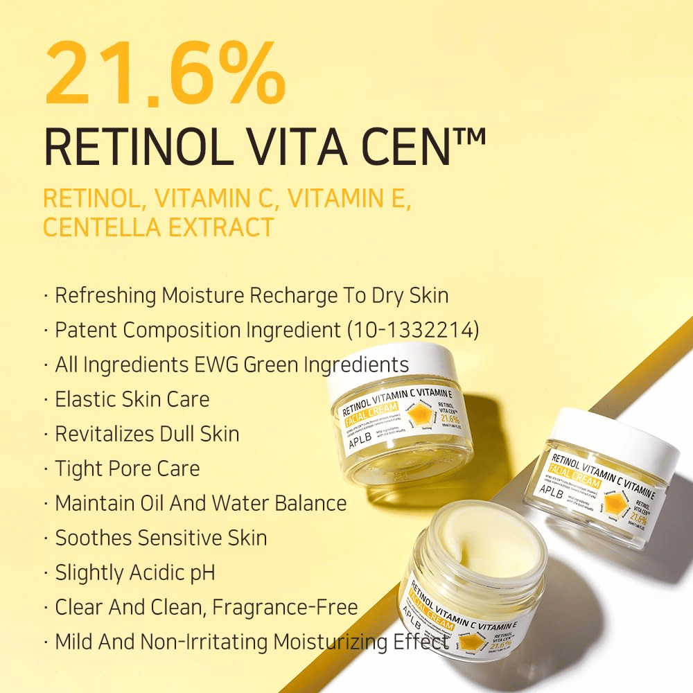 APLB Retinol Vitamin C Vitamin E Facial Cream con Retinol Vita Cen y propiedades para el cuidado de la piel