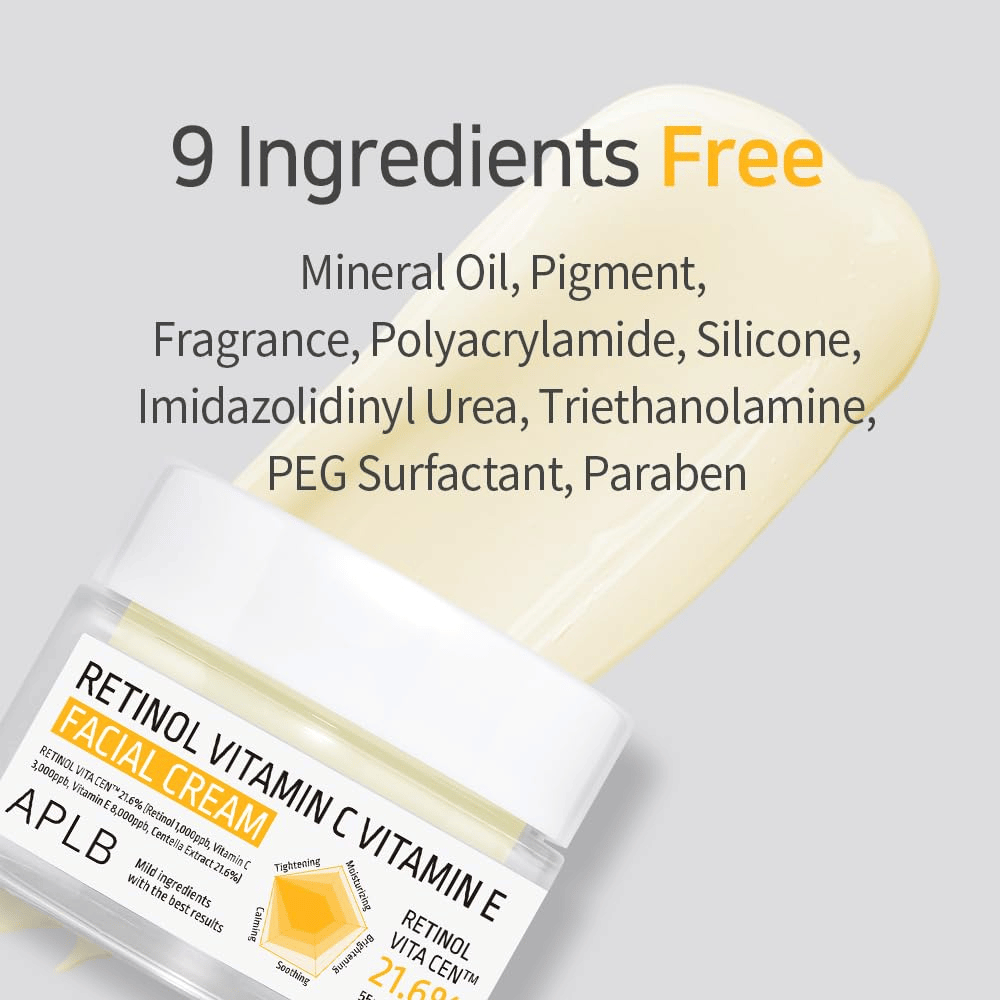 APLB Retinol Vitamin C Vitamin E Facial Cream libre de nueve ingredientes seleccionados