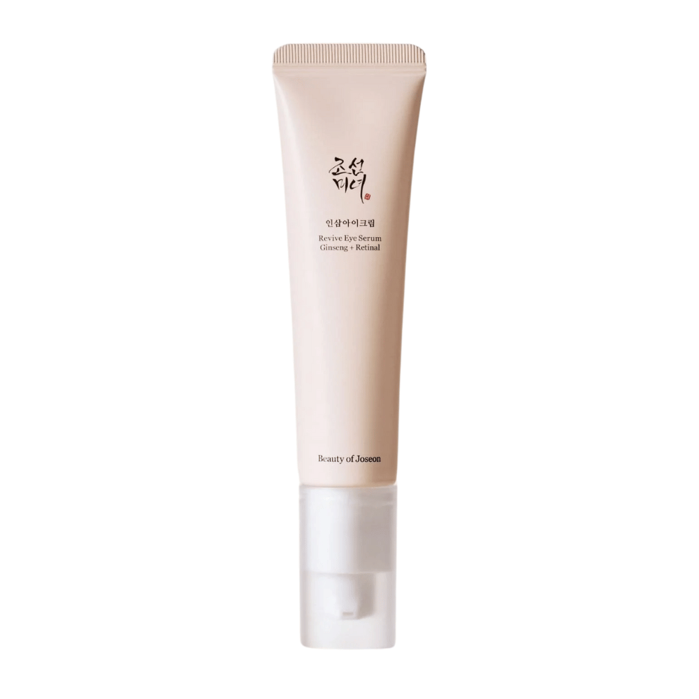Beauty of Joseon Revive Eye Serum Ginseng + Retinal en tubo beige – suero coreano para ojos que reduce las líneas finas y fortalece la piel alrededor de los ojos.