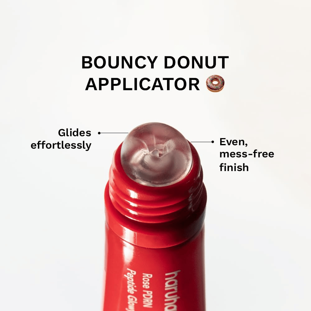 Haruharu Wonder Rose PDRN Peptide Glowy Balm – bálsamo labial con aplicador redondo para una aplicación uniforme