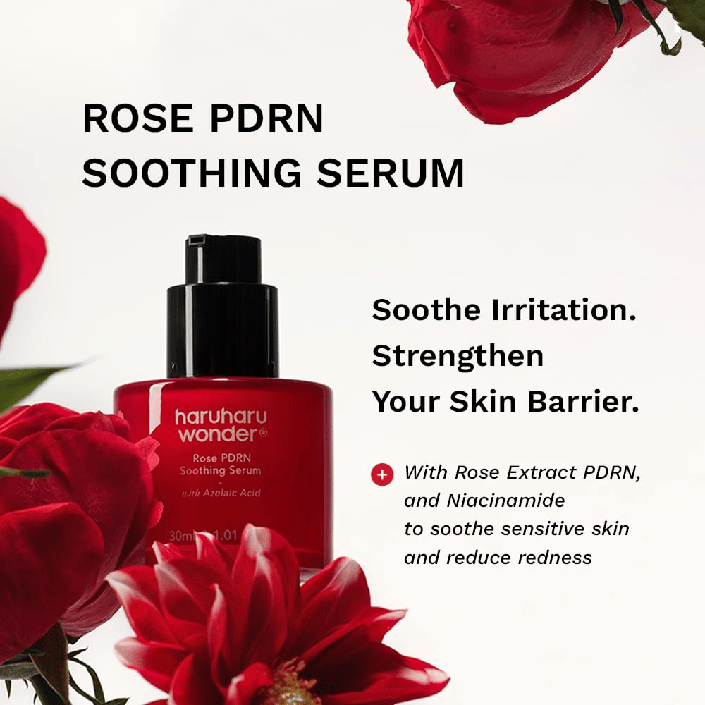 Haruharu Wonder Rose PDRN Soothing Serum con PDRN, ácido azelaico y niacinamida para el enrojecimiento y la barrera cutánea