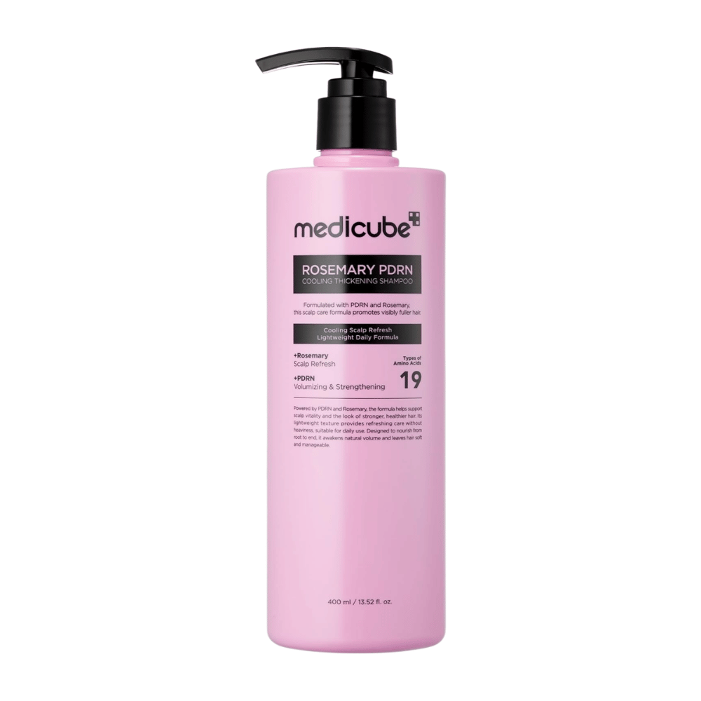 Medicube Rosemary PDRN Cooling Thickening Shampoo en botella con dosificador de 400 ml para el cuidado diario del cuero cabelludo y del cabello