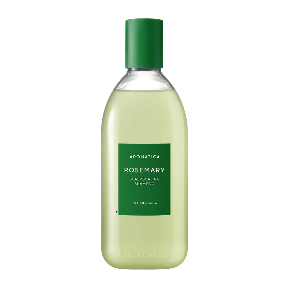 AROMATICA Rosemary Scalp Scaling Shampoo 400 ml – champú vegano con romero y ácido salicílico que limpia el cuero cabelludo, elimina las acumulaciones y fortalece el cabello.