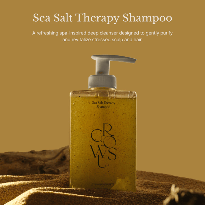 GROWUS Sea Salt Therapy Shampoo – champú de limpieza profunda para cuero cabelludo estresado y cabello graso