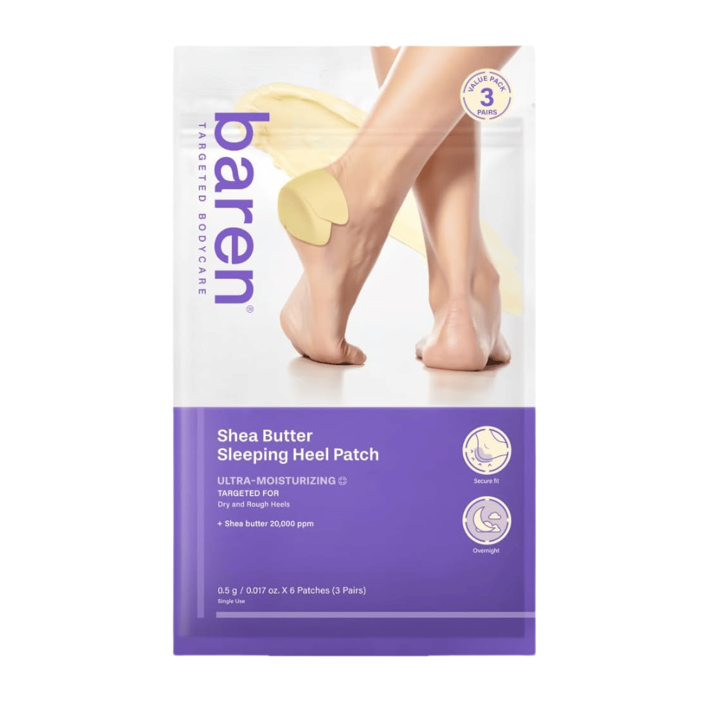 BAREN Shea Butter Sleeping Heel Patch – paquete con 6 parches para talones secos y ásperos