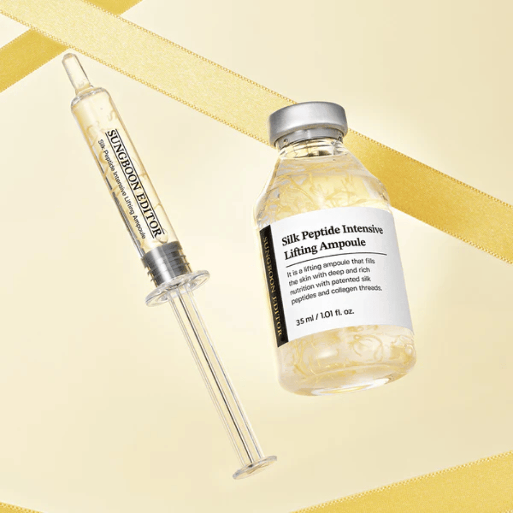 SUNGBOON EDITOR Silk Peptide Intensive Lifting Ampoule sérum con silk peptides y colágeno que hidrata la piel, mejora la elasticidad y proporciona una piel más firme.