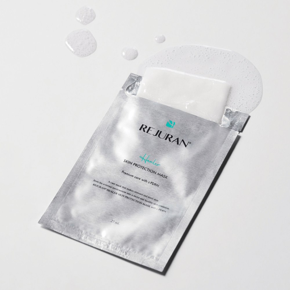 REJURAN Skin Protection Mask con c-PDRN – Sheet mask hidratante con sérum nutritivo para piel seca y estresada.