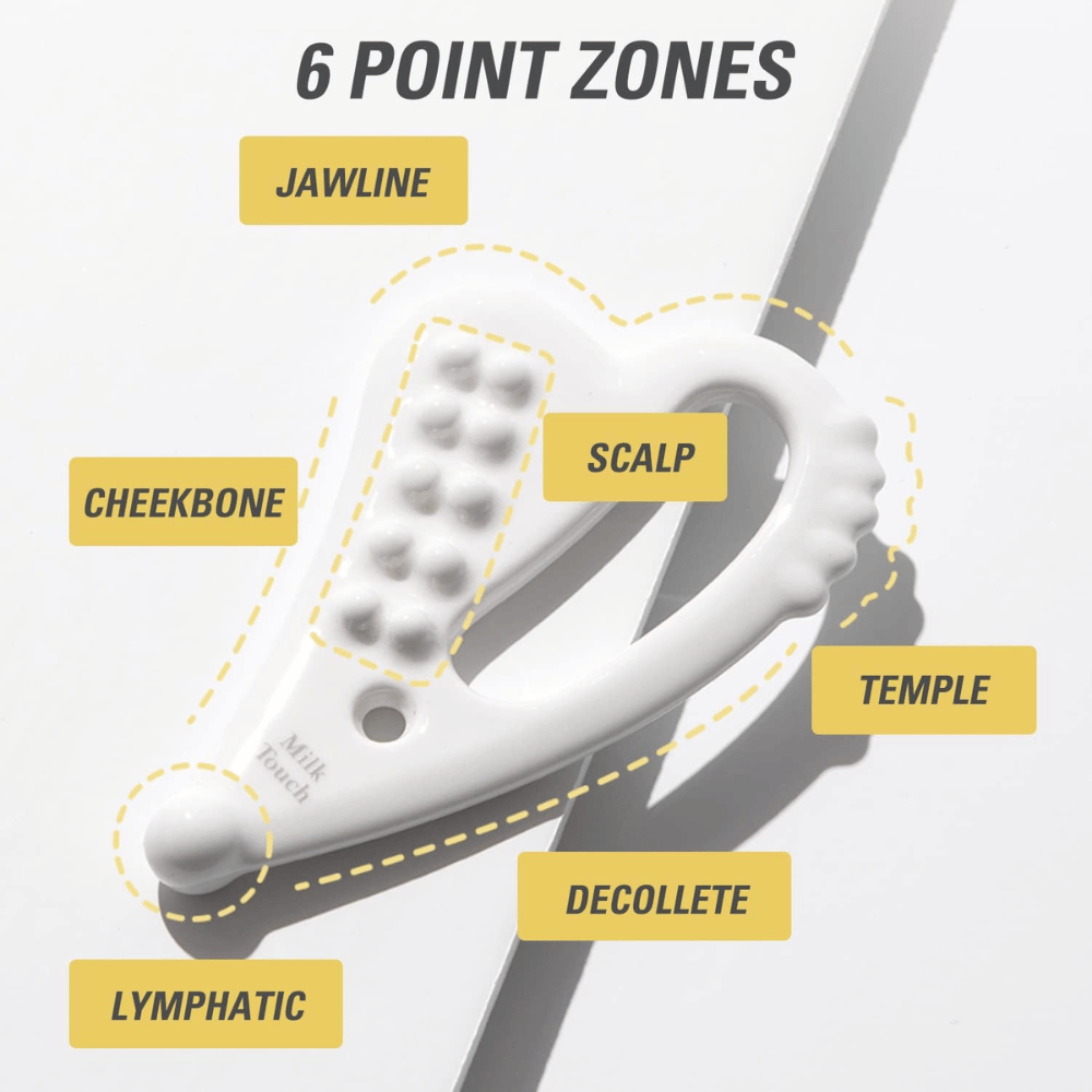 Zonas de 6 puntos Slim Face Ceramic Gua Sha para contornos naturales de Milk Touch.