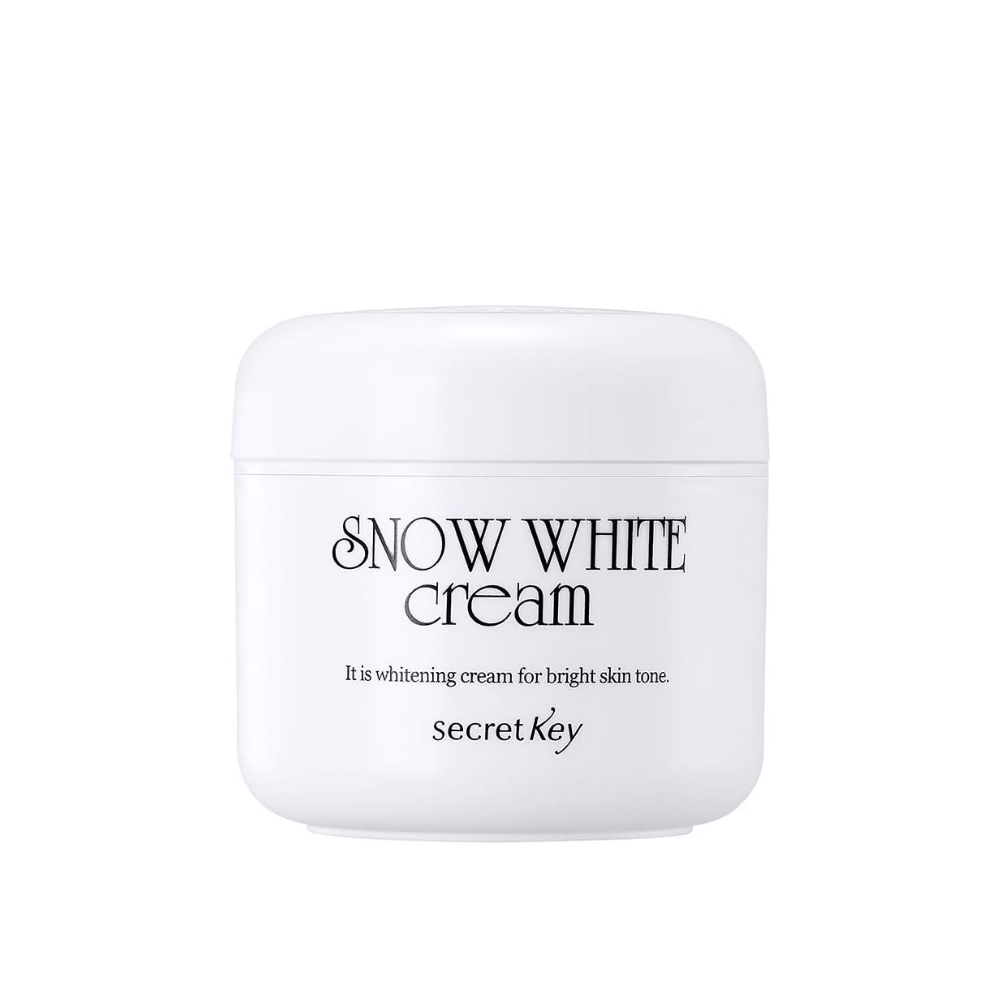 Imagen del producto de Secret Key Snow White Cream en un frasco blanco con texto negro sobre fondo blanco.