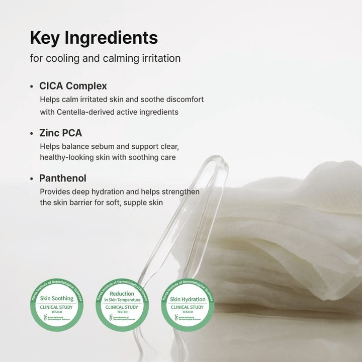 Imagen – ingredientes (EEAT + SEO)
Dr. Althea Stretchfit Calming Pad con CICA Complex, Zinc PCA y Panthenol que calman la piel, equilibran el sebo y fortalecen la barrera cutánea.
