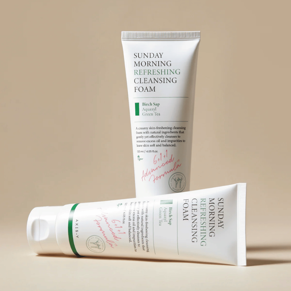 AXIS-Y Sunday Morning Refreshing Cleansing Foam con dos productos e ingredientes naturales