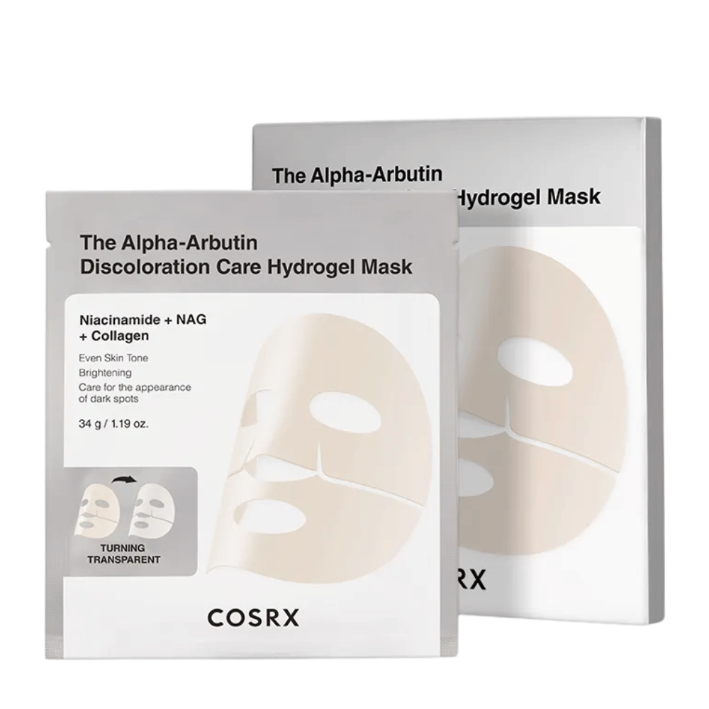 COSRX Imagen del producto de la Mascarilla de Hidrogel para el Cuidado de la Decoloración con Alfa-Arbutina – hidrogel Sheet mask que se enfoca en manchas de pigmentación, brillo y mejora de la claridad de la piel.