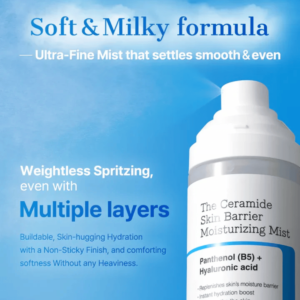 COSRX Ceramide Skin Barrier Mist – fórmula suave y lechosa que proporciona hidratación ligera sin pegajosidad.