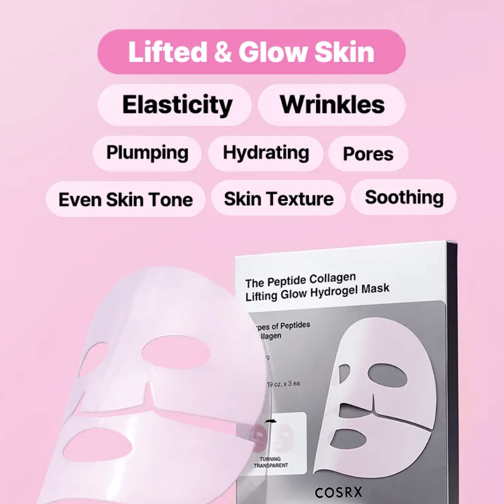 COSRX Peptide Collagen Mask – mejora la elasticidad, hidratación, tono y textura de la piel para una piel uniforme y luminosa.