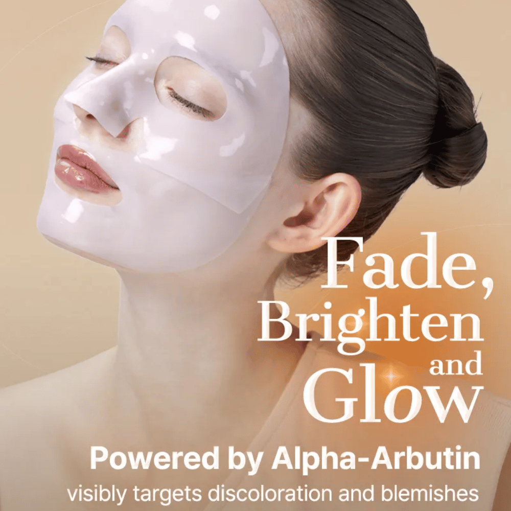 Aplicación de COSRX Mascarilla de Hidrogel para el Cuidado de la Decoloración con Alfa-Arbutina – hidrogel Sheet mask que se ajusta firmemente y proporciona el máximo efecto contra el tono desigual de la piel.