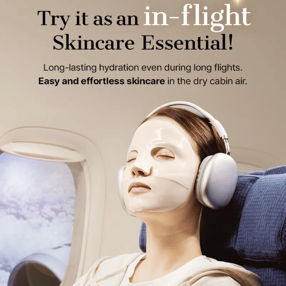 COSRX Mascarilla de Hidrogel para el Cuidado de la Decoloración con Alfa-Arbutina durante el vuelo – Sheet mask hidratante que combate la piel seca y proporciona un tono de piel más uniforme incluso en el aire seco de la cabina.