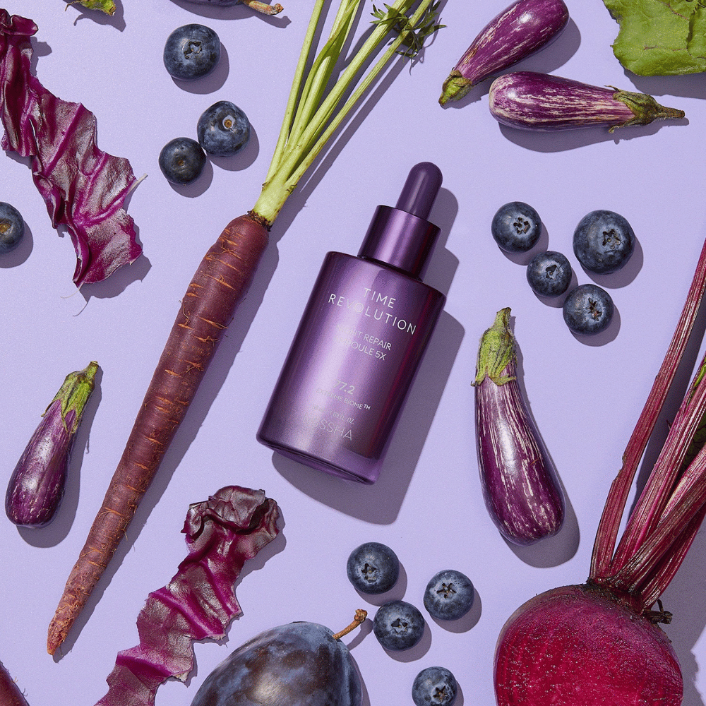 3. MISSHA Time Revolution Night Repair Ampoule 5X – cuidado de la piel coreano con ingredientes fermentados y Extreme Biome Complex