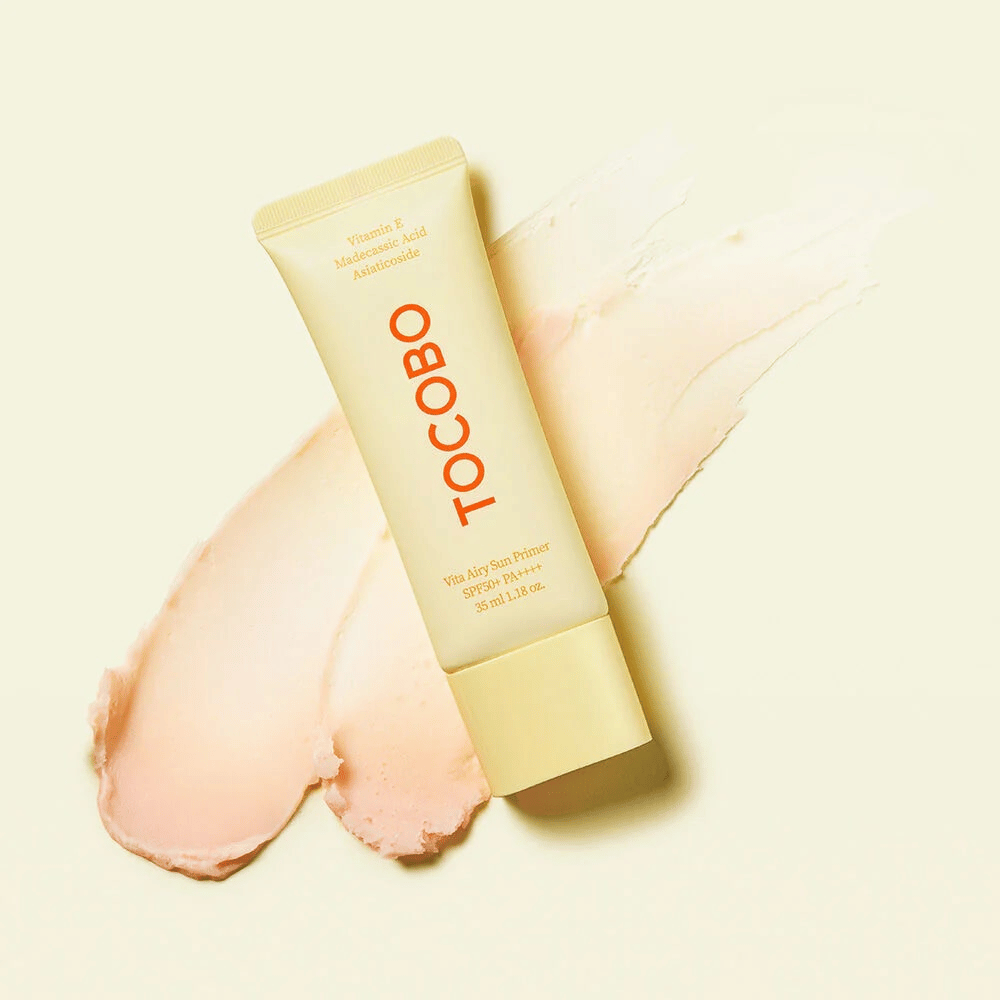TOCOBO Vita Airy Sun Primer – un primer de protección solar ligero con SPF50+ PA++++ que iguala el tono de la piel y protege contra los rayos UV, al tiempo que cuida con vitamina C y madecassoside.