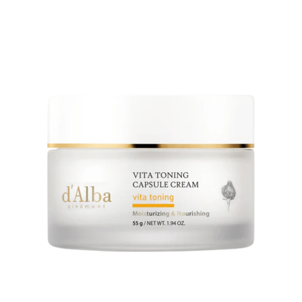 d’Alba Vita Toning Capsule Cream crema facial – crema coreana con brillo con cápsulas de vitaminas que ayudan a hidratar la piel y a proporcionar un tono de piel más uniforme y radiante.