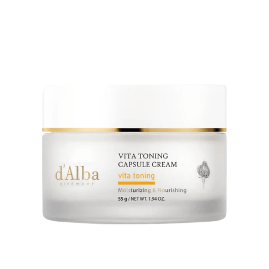 d’Alba Vita Toning Capsule Cream crema facial – crema coreana con brillo con cápsulas de vitaminas que ayudan a hidratar la piel y a proporcionar un tono de piel más uniforme y radiante.