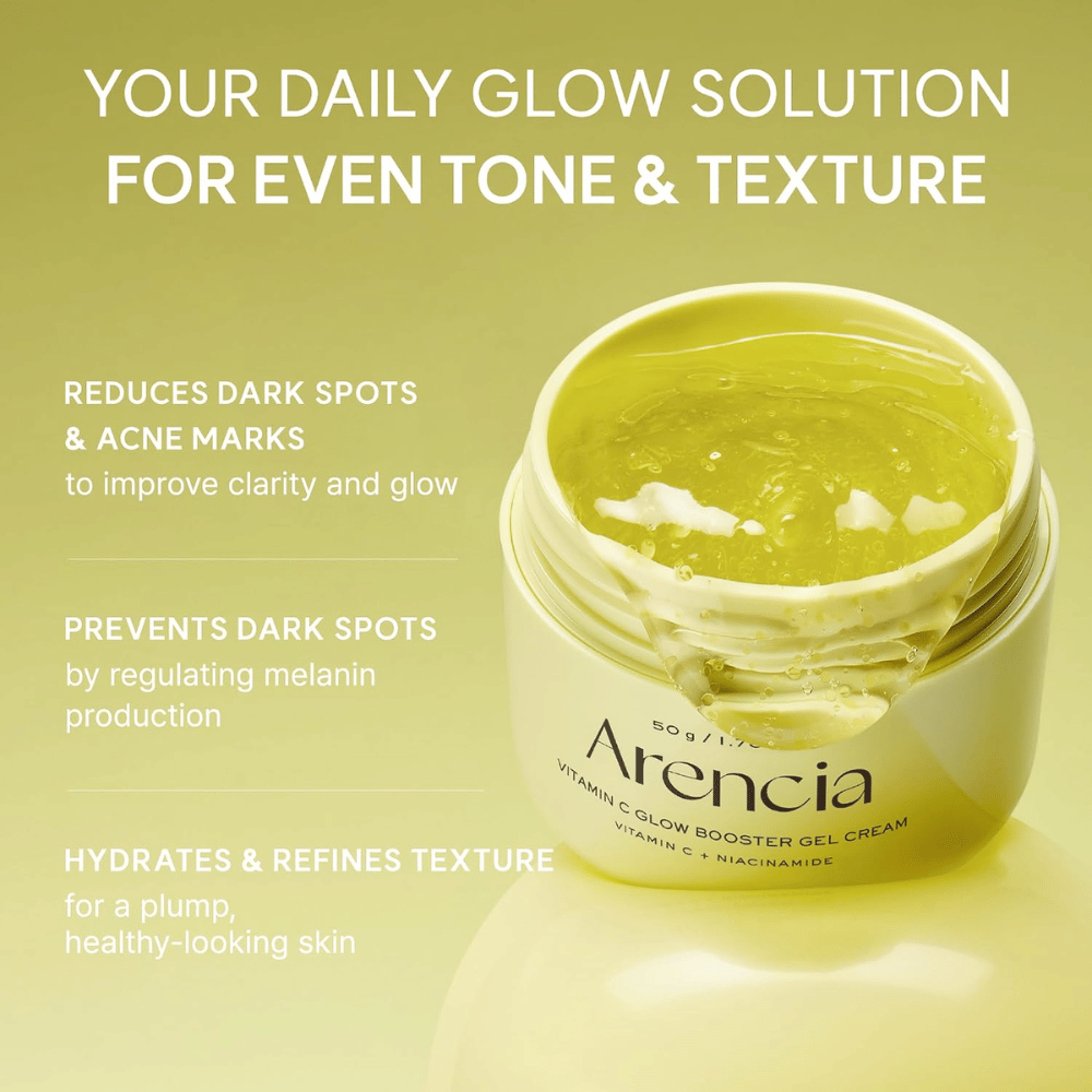 Arencia Vitamin C Glow Booster Gel Cream – crema en gel contra las manchas oscuras, las marcas de acné y el tono desigual de la piel