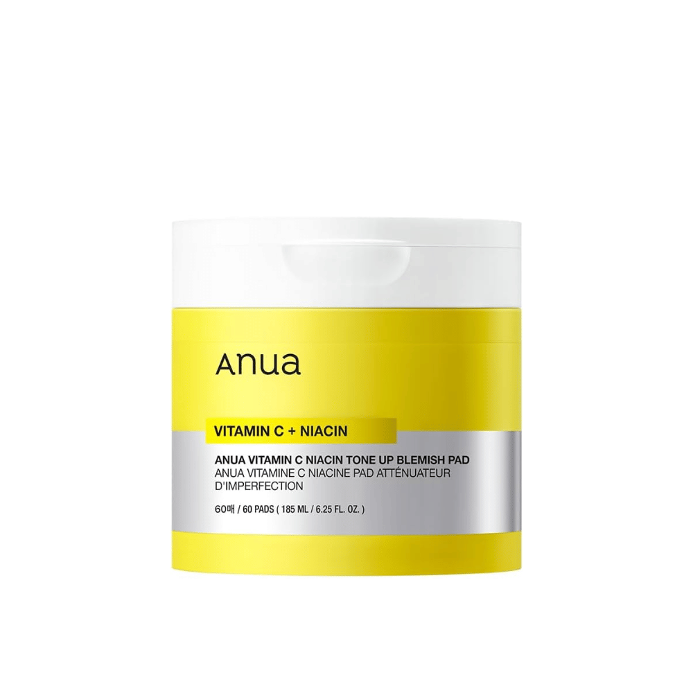 Anua Vitamin C + Niacin Tone Up Blemish Pad – Almohadillas exfoliantes y iluminadoras.

🍊 Vitamina C – Ilumina la piel y unifica el tono.
💧 Niacinamida – Reduce las imperfecciones y mejora la elasticidad de la piel.
✨ Exfoliación suave – Elimina las células muertas de la piel y aporta un brillo fresco.

¡Perfecto para una piel más clara y radiante!